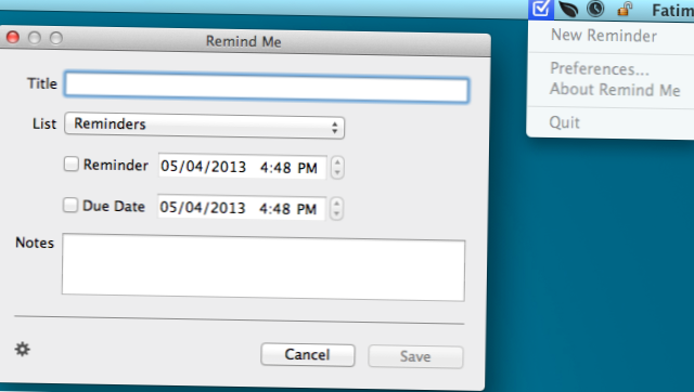Fügen Sie schnell Einträge zur Erinnerungs-App über die Mac-Menüleiste hinzu, indem Sie mich daran erinnern