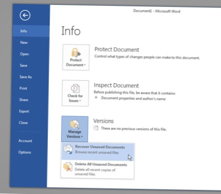 Återställ osparade MS Word-dokument med versionskontroll