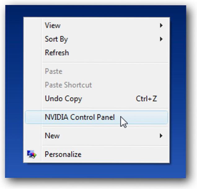 Rimuovi il pannello di controllo NVIDIA dal menu del clic destro del desktop