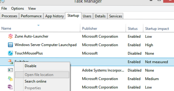 Fjern afinstallerede emner fra fanen Startup i Jobliste i Windows 10