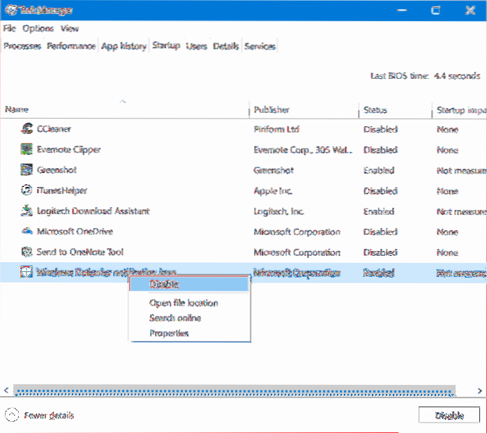 Eliminați pictograma Windows Defender Security Center din tava de sistem din Windows 10