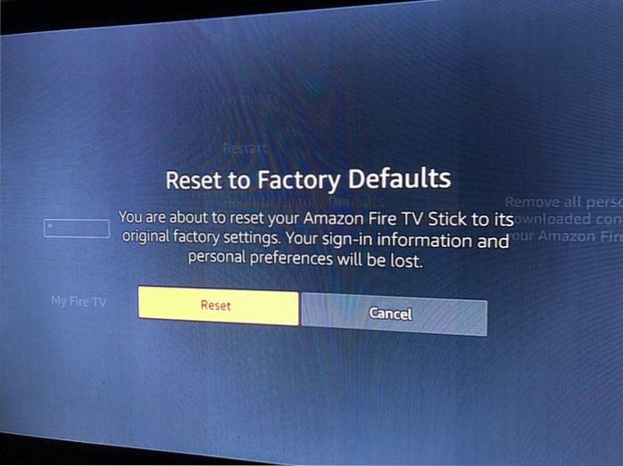 Reset Amazon Fire TV Stick To Factory Default Settings