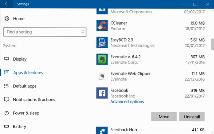 Reset Facebook-app in Windows 10