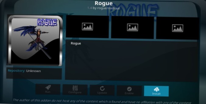 Rogue Kodi Addon Come installare Rogue per contenuti su richiesta