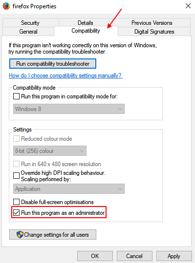 Run a particular Program as administrator by default in windows 10