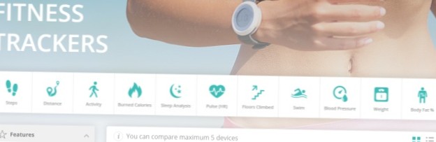 Search And Compare Up To Five Wearable Fitness Tracking Devices By Features