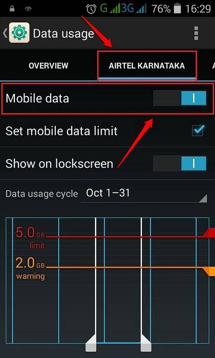 Indstil en grænseværdi for automatisk at stoppe mobildata din Android-telefon