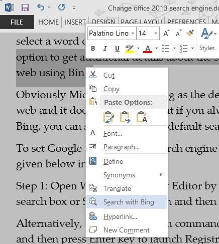 Set Google As The Default Search Engine In Office 2013