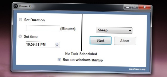 Nastavte časovač pro restart systému, režim spánku, režim spánku, vypnutí