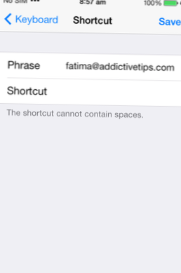 Configure um atalho para inserir seu endereço de e-mail [iOS]