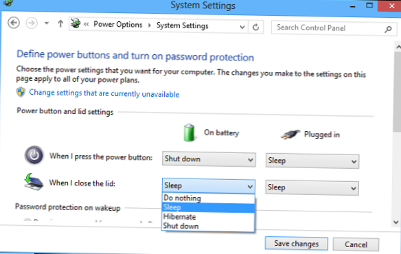 Desligue o Windows ao fechar a tampa do laptop