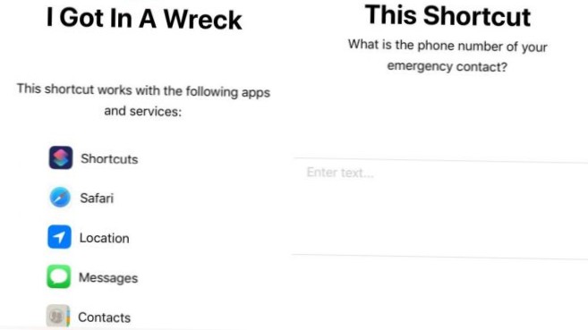 Siri Snarvei Tekst til en nødkontakt hvis du har en ulykke