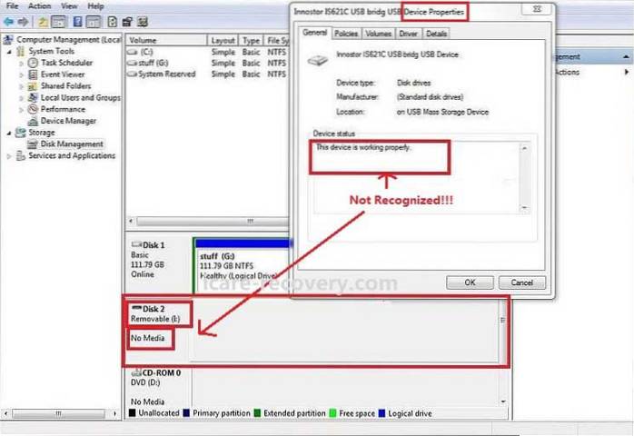 Solution for the problem of unrecognized External Hard Drive in Windows 10