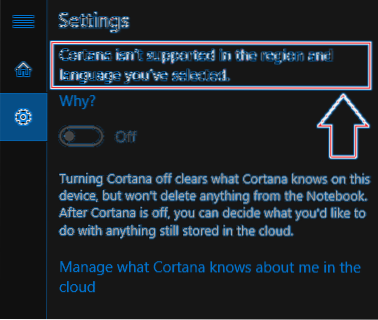Vyřešeno ! Cortana není ve vybraném regionu a jazyce podporována