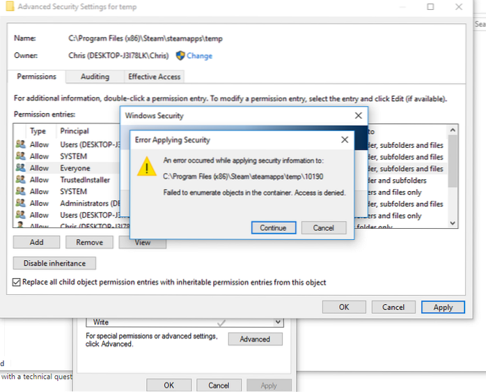 [Vyřešeno] „Nepodařilo se vyjmenovat objekty v kontejneru“ Chyba Windows 10