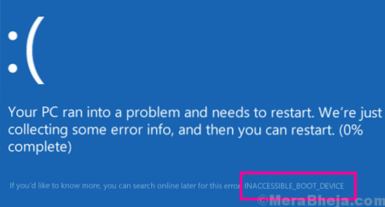 [Risolto] INACCESSIBLE_BOOT_DEVICE Errore di Windows 10