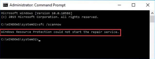 Løst Windows Resource Protection kunne ikke starte reparationsservice Fejl
