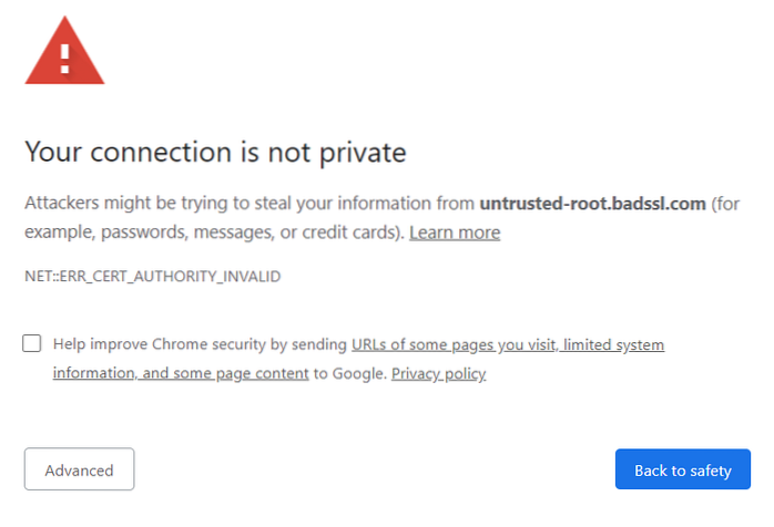 Solved ! Your Connection is Not Private Error In Chrome
