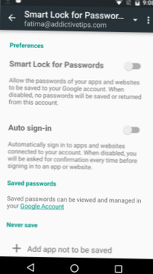 Zastavte Android 6.0 Od ukládání hesel do účtu Google