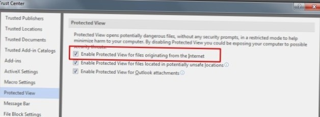Stop MS Word From Opening Documents From The Internet In Protected View