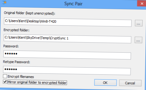 Synchronizujte soubory do šifrované místní nebo síťové složky pomocí CryptSync
