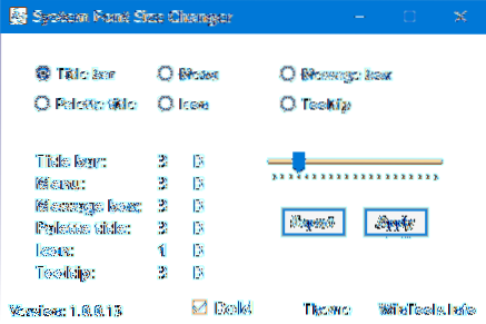 System Font Changer Ändra systemtypstorlek i Windows 10 Creators Update