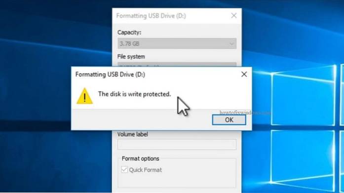 The Disk Is Write Protected Error For USB Drives