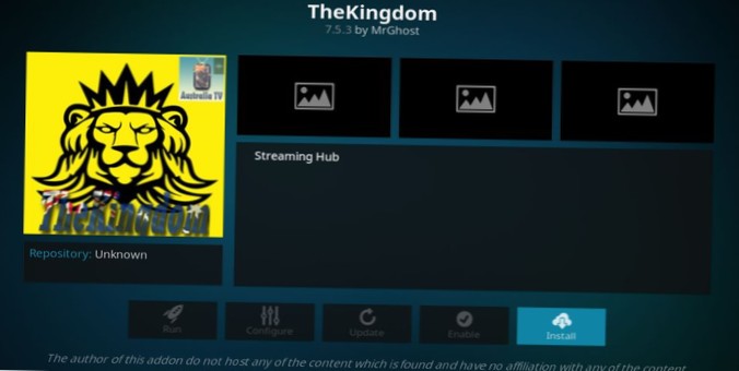 Doplněk TheKingdom Kodi Sledujte australské televizní pořady a filmy