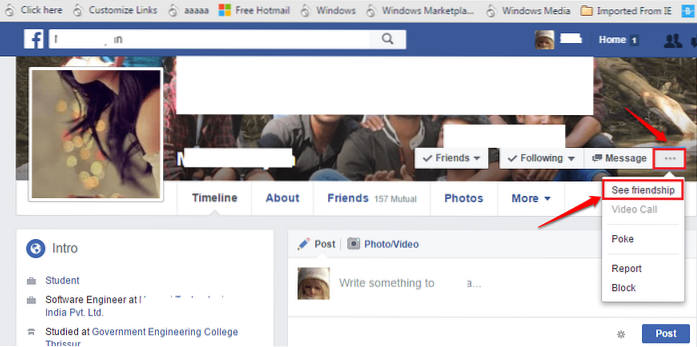 Questo URL dell'amicizia da Facebook ti consente di vedere la pagina dell'amicizia di due persone qualsiasi
