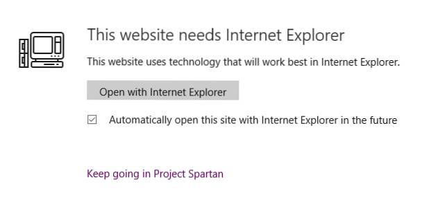 “This Website Needs Internet Explorer” In Edge In Windows 10