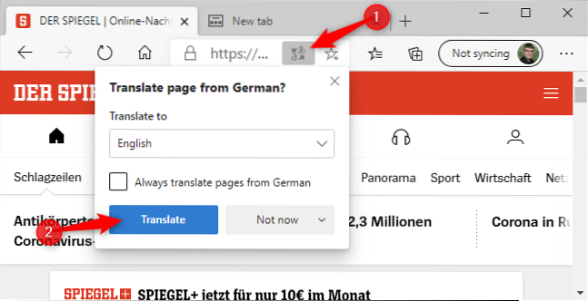 Traduci qualsiasi pagina web tramite Microsoft Edge con estensione traduttore