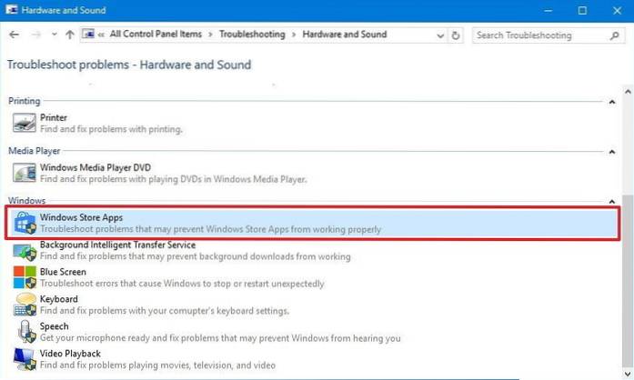 Risoluzione dei problemi per risolvere i problemi delle app dello Store su Windows 10