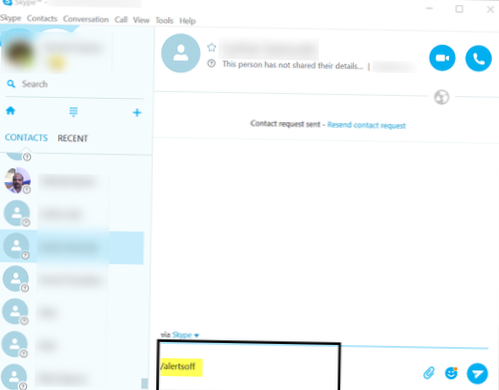 Vypněte zvuková upozornění pro skupinovou konverzaci na Skype