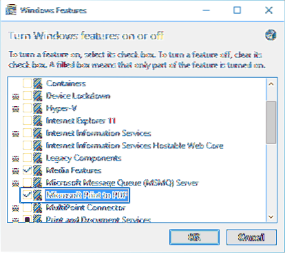 Slå på eller av Microsoft Print to PDF i Windows 10