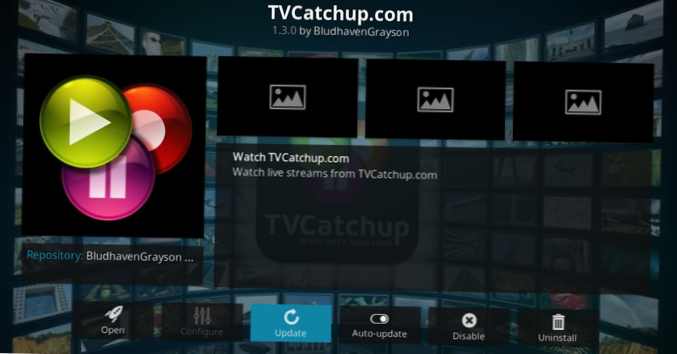 TVCatchup.com Doplněk Kodi Sledujte britskou televizi a všechny hlavní britské kanály