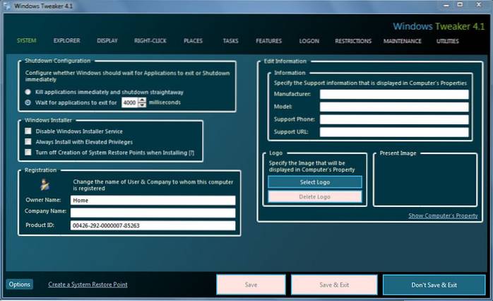 Tweak Windows Registry Settings With Windows 7 Tweaker