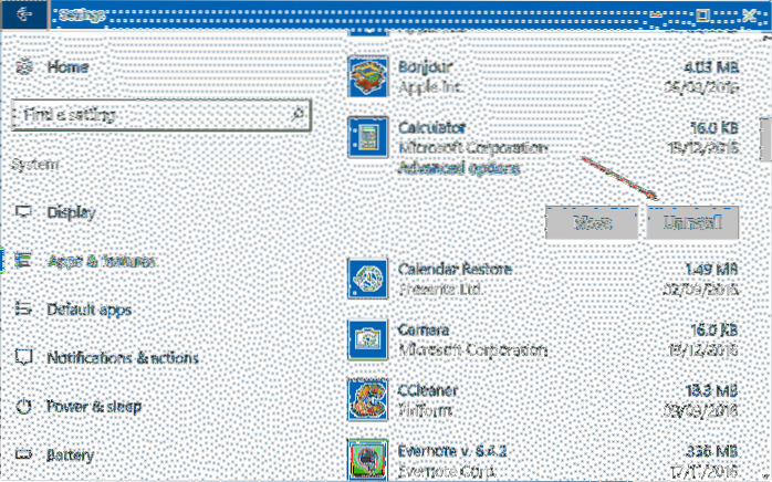 Opzione di disinstallazione disattivata in Windows 10