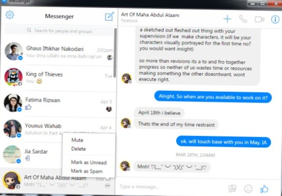 Verwenden Sie den webbasierten Messenger von Facebook als Desktop-App