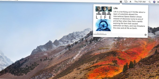Prohlížejte si filmy z týdne iTunes na liště nabídek v systému macOS