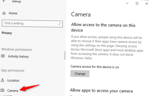 Voir quelles applications ont accès à votre webcam sous Windows 10