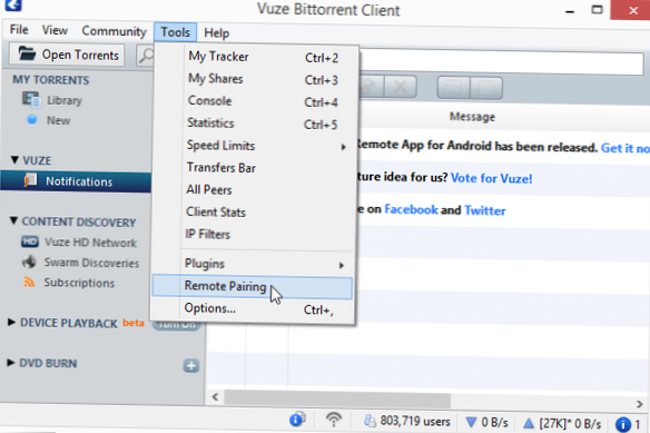Vuze Remote te permite controlar el popular cliente Torrent desde Android