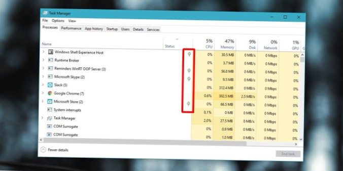 What Are These Icons In The Task Manager Status Column On Windows 10?