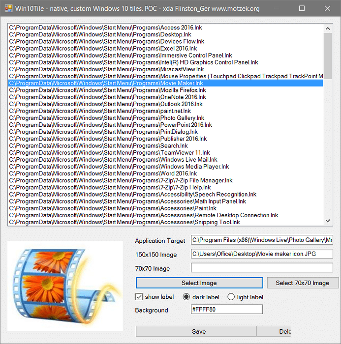 Win10Tile Create Custom Start Menu Tiles In Windows 10