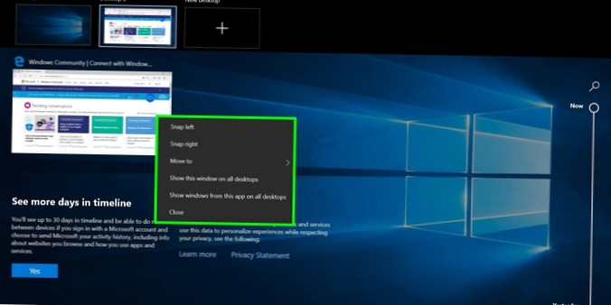 Raccourcis du bureau virtuel Windows 10