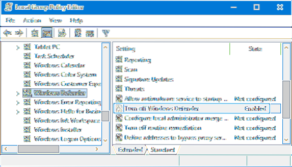 Windows Defender is turned off by Group Policy issue in Windows 10