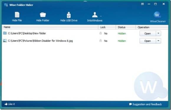 Wise Folder Hider Nascondi gratuitamente file, cartelle e contenuti USB