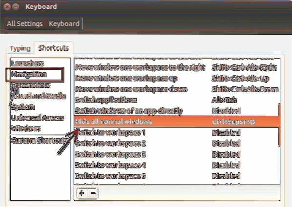 Acessando o ícone “Mostrar Área de Trabalho” no Ubuntu 12.10