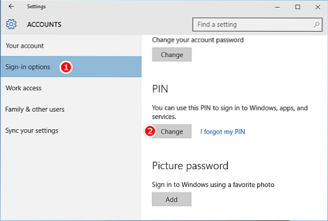 Add a PIN to your user account in Windows 10