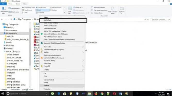 Legg til Legg til bane i hurtigmenyen