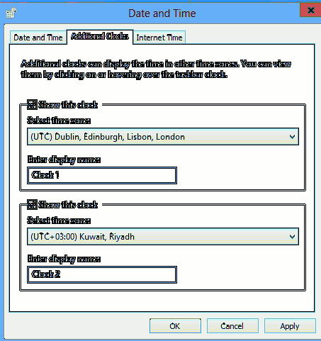 Add Additional Clocks to the Notification Area in Windows